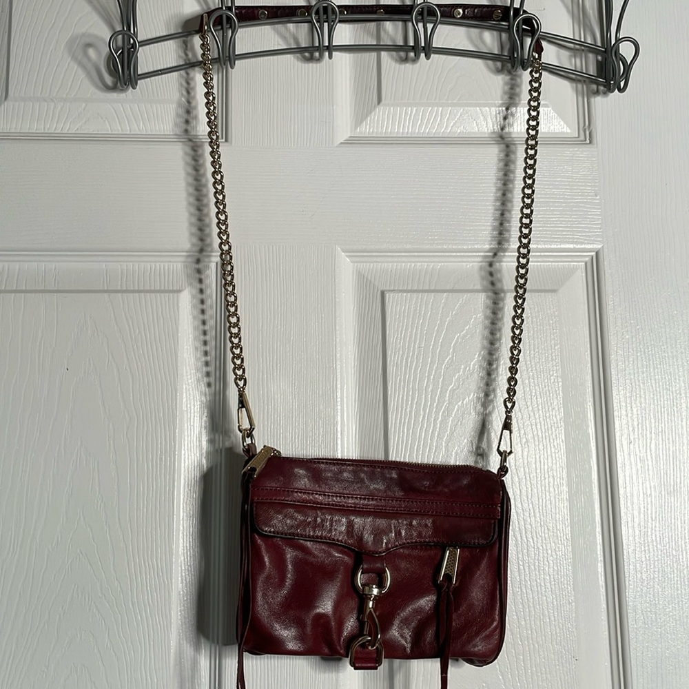 Rebecca Minkoff Mini Mac Crossbody Bag Red Leather Purse Chain Strap studded